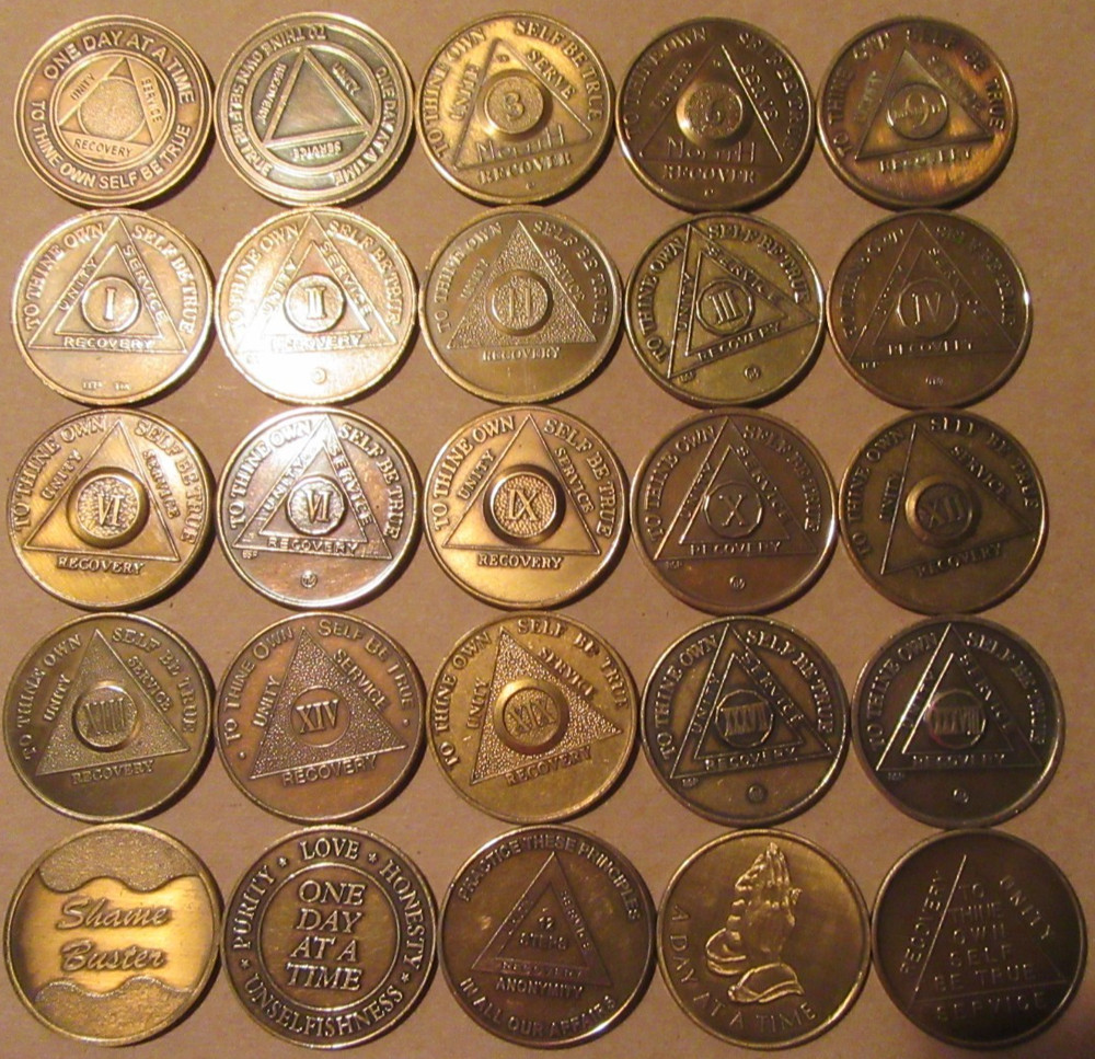 Alcoholics Anonymous AA medallion Bronze