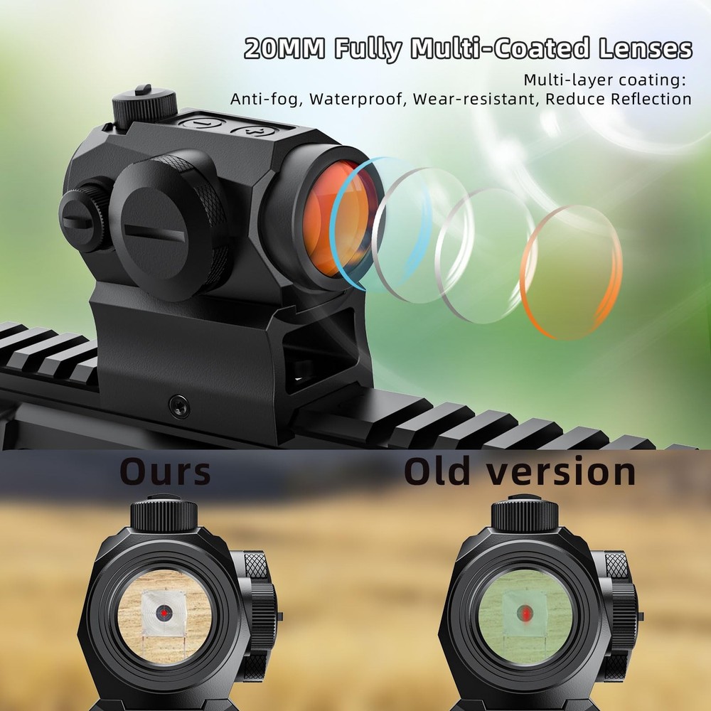 Motion Awake 2MOA Red Dot Sight, 11 Brightness Settings, IPX7 Black