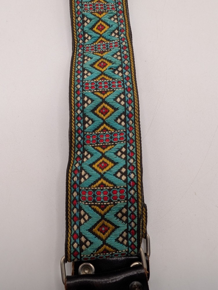 Vintage 70's Camera Neck Strap Woven Pattern Adjustable ~3ft Retro