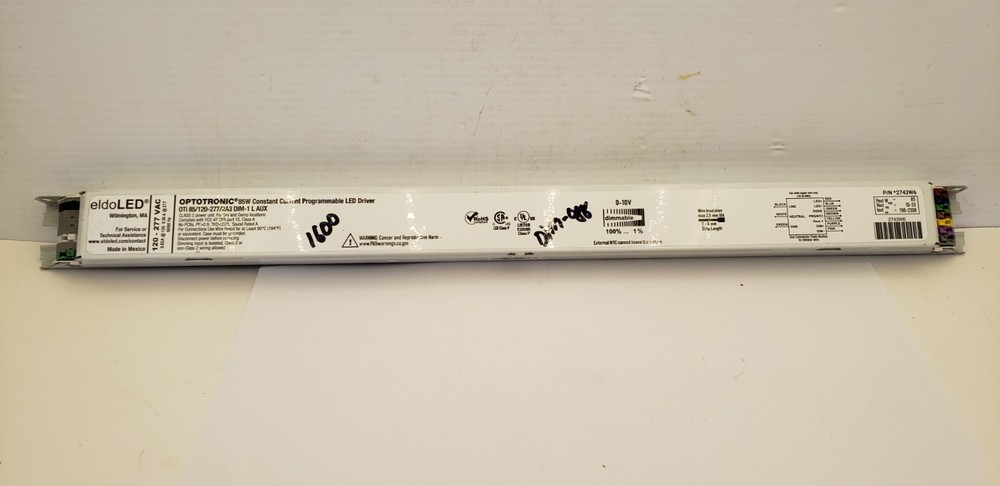ELDOLED 2743W6 LED DRIVER, OPTOTRONIC 85W CONSTANT CURRENT PROGRAMMABLE, NNB
