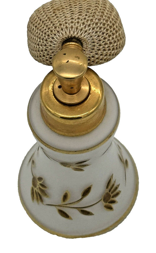 Vintage West Germany Perfume Atomizer Gold Leaf Floral Vine Pattern
