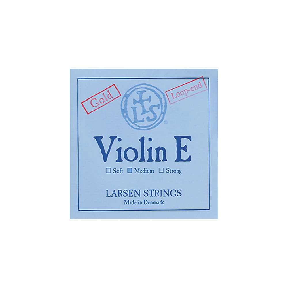 Larsen Strings Violin Strings E, Goldplate Loop, Medium 4/4 Size