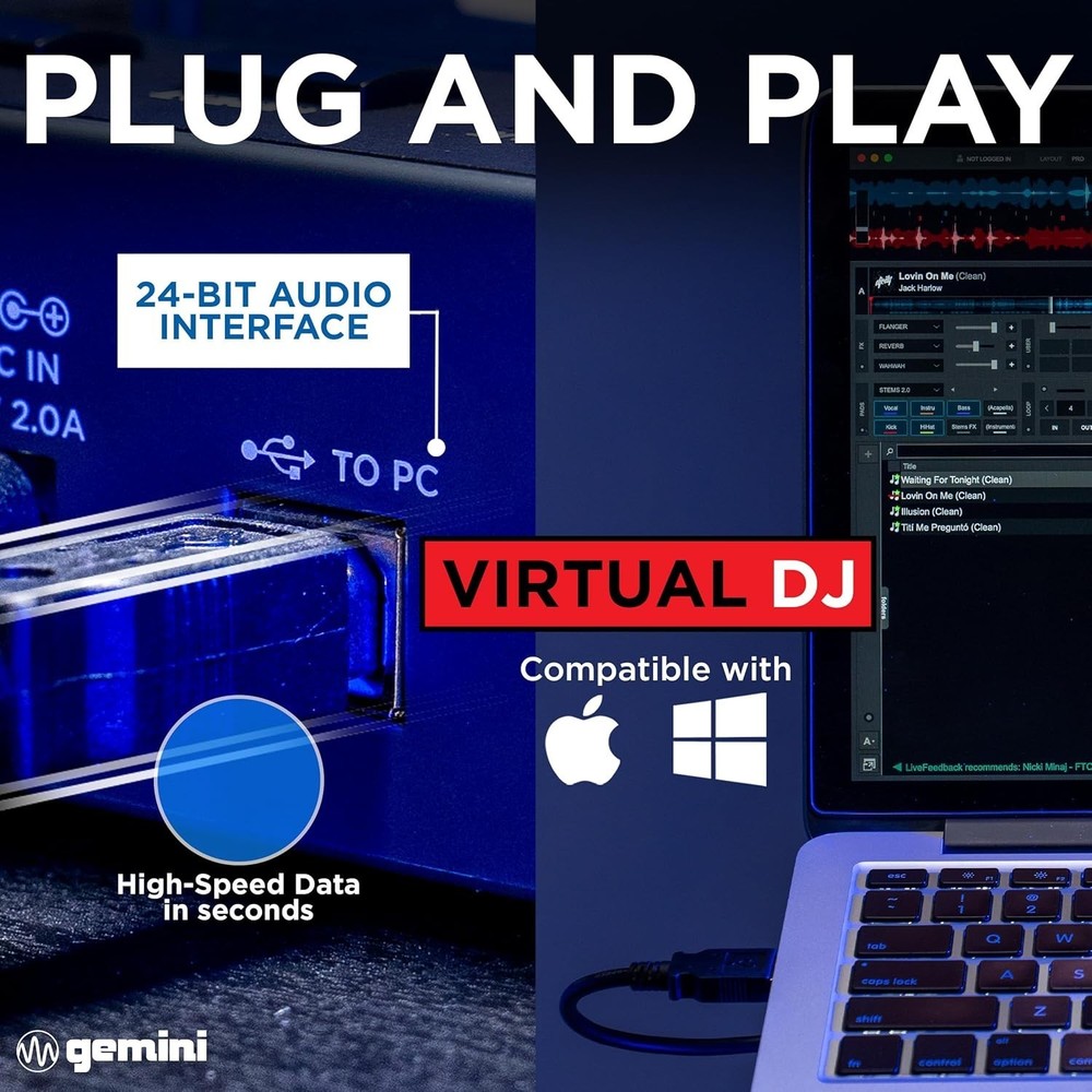 Professional Portable DJ Controller with Touch-Sensitive Jog Wheels & XLR Output