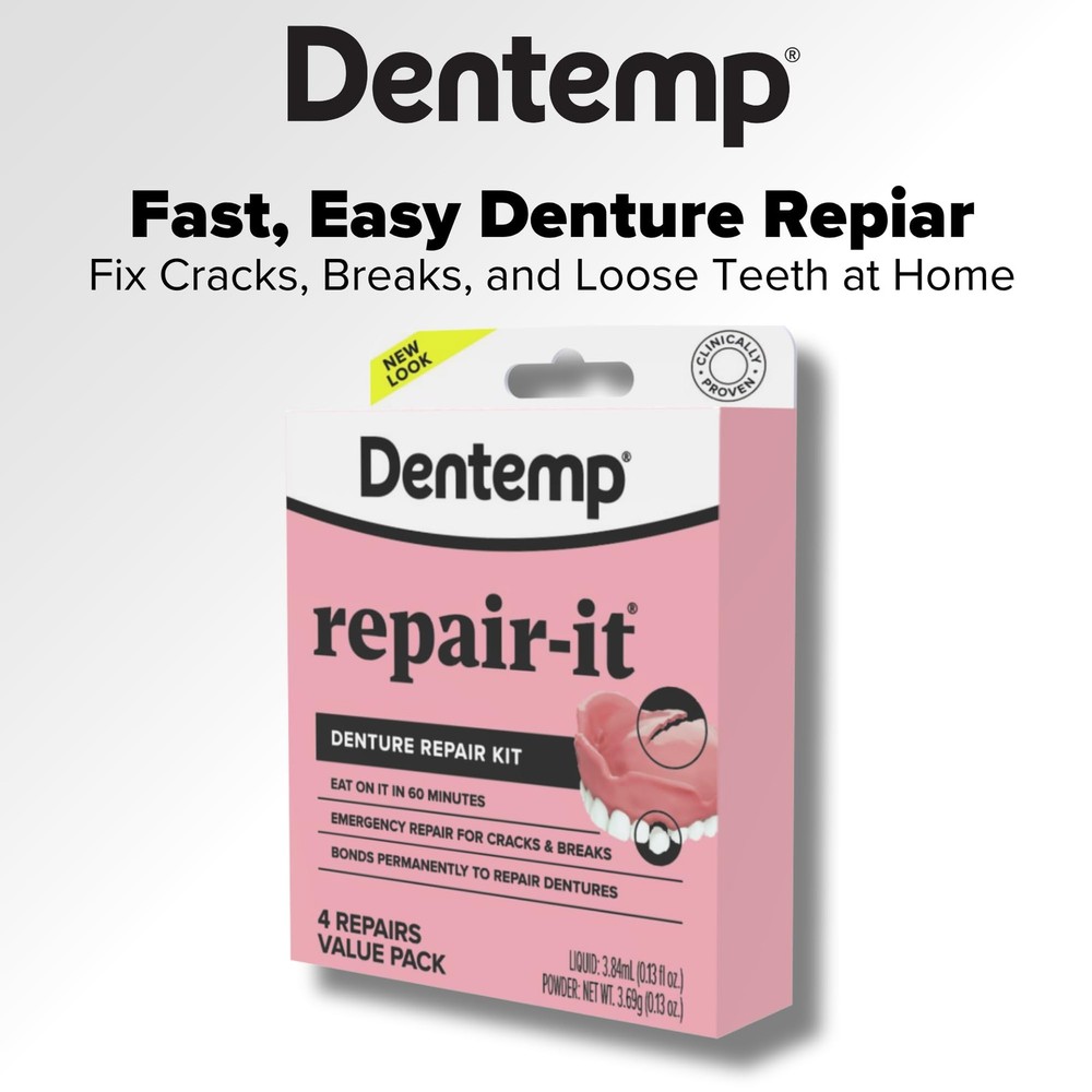 Denture Repair Kit - Fix Broken Dentures, Mend Cracks, Replace Loose Teeth