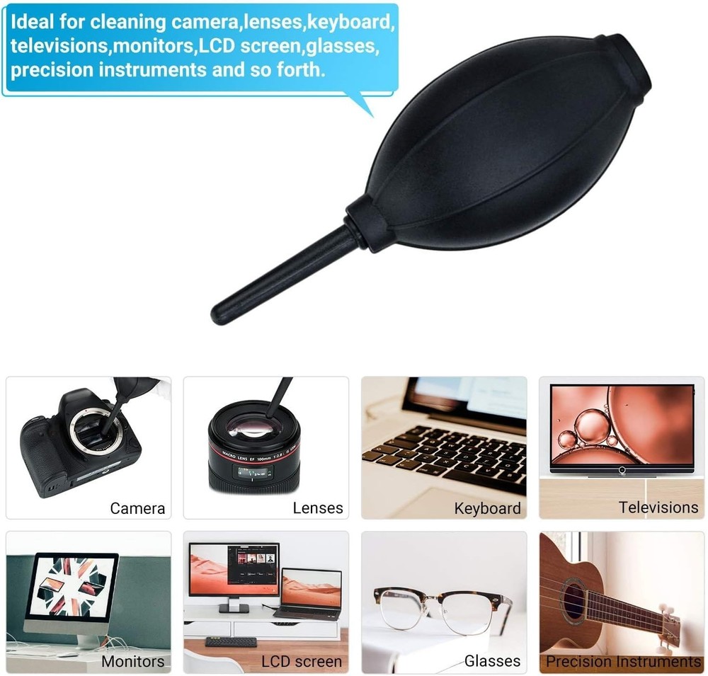 Soft Tip Silicone Air Blower and Microfiber Cloth for Safe Electronics Cleaning