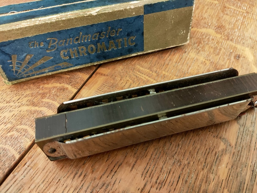 VINTAGE THE BANDMASTER DE LUXE CHROMATIC Harmonica With Box Untested