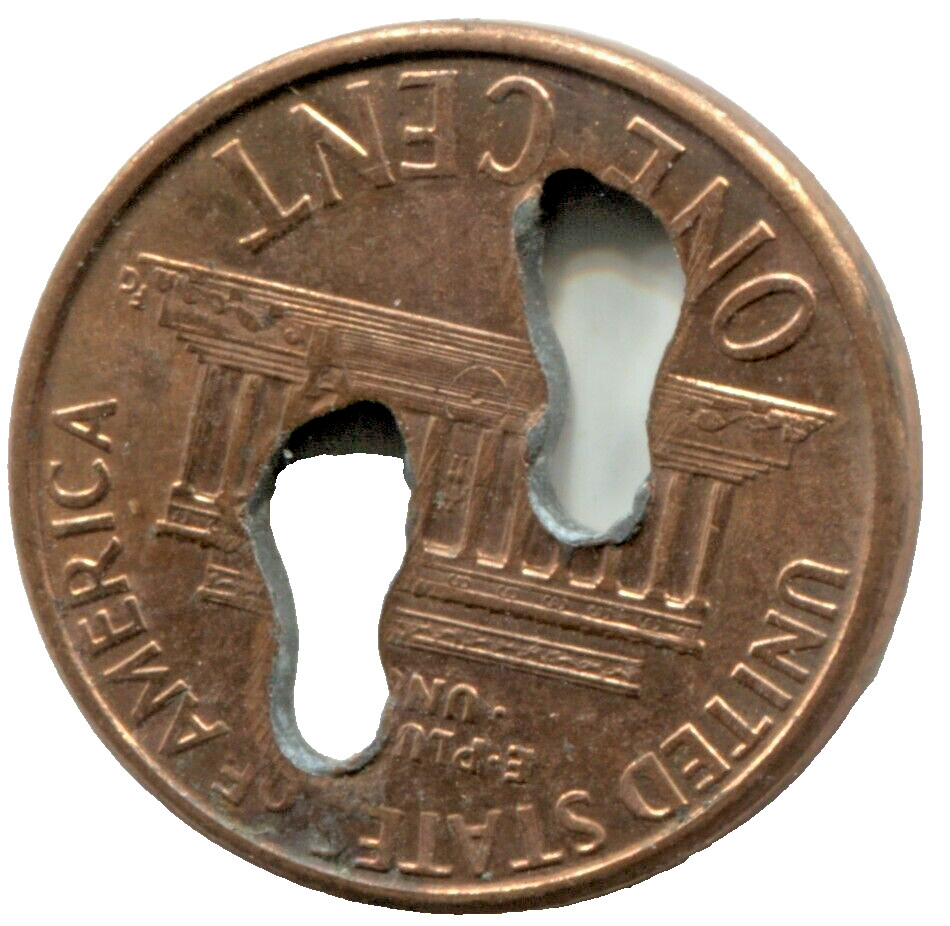 FOOT PRINTS CUT-OUT LINCOLN CENT - VARIOUS DATES - MH 005
