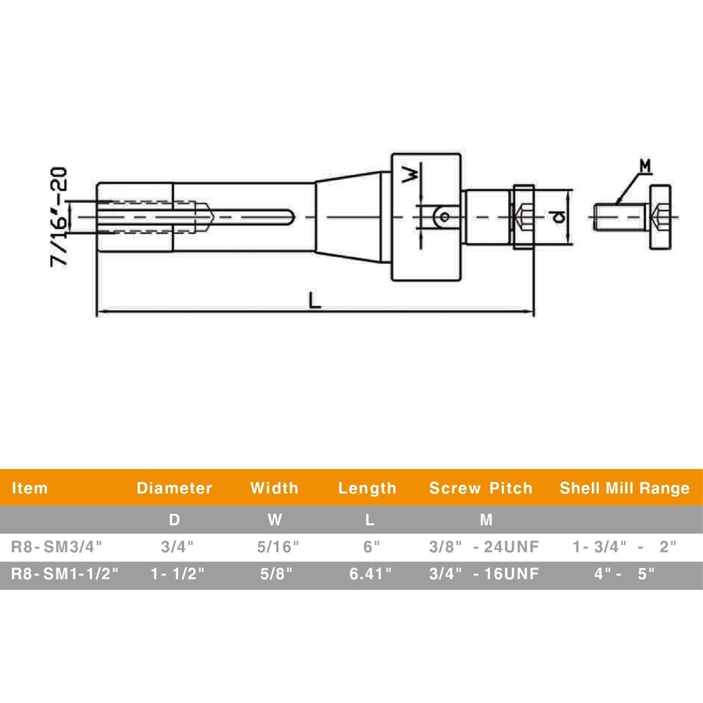 Jerax tools R8 Shank Shell Face Mill Arbor Adapter Holder, Arbor 11/2”, Range...
