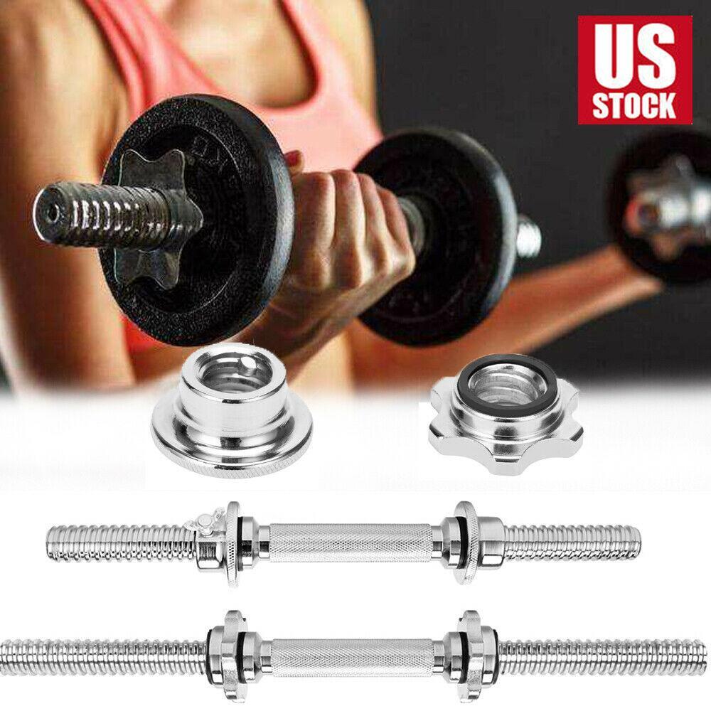 Dumbbell Bars Set Handles Gym Weight Lifting Collars Metal Dumbell Chrome
