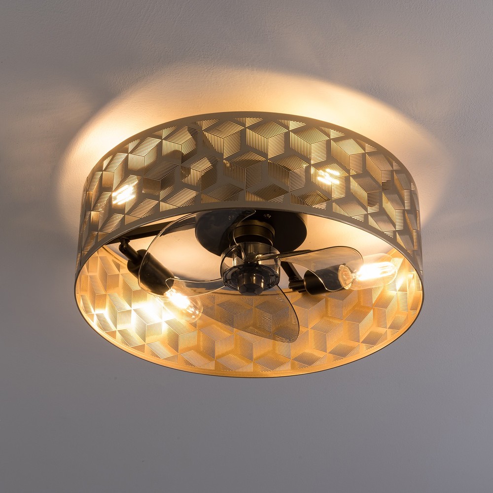 Modern Round Low Profile Ceiling Fan Light Flush Mount?with Remote 18" Indoor