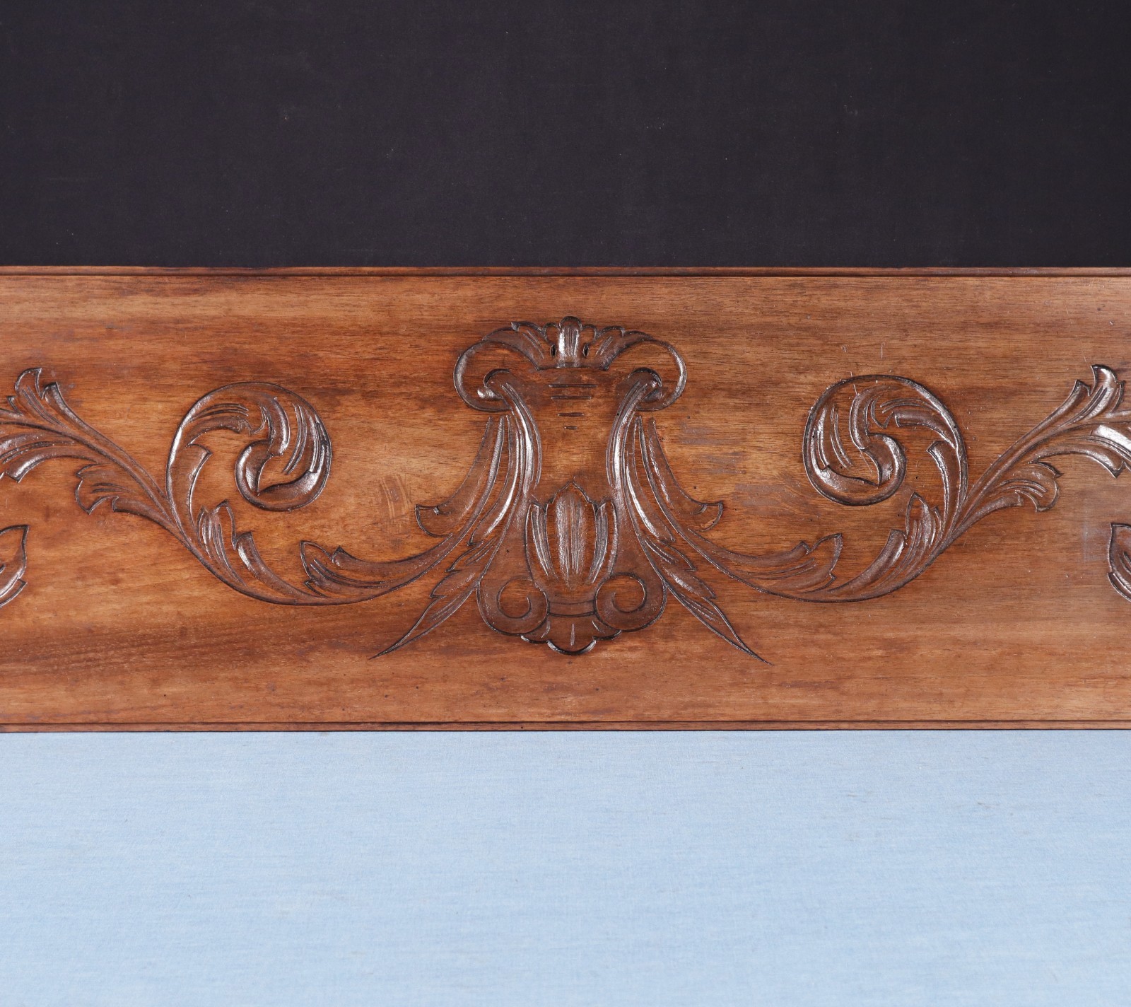 45" Wide Antique French Solid Walnut Wood Panel/Crest Pediment w/Carvings