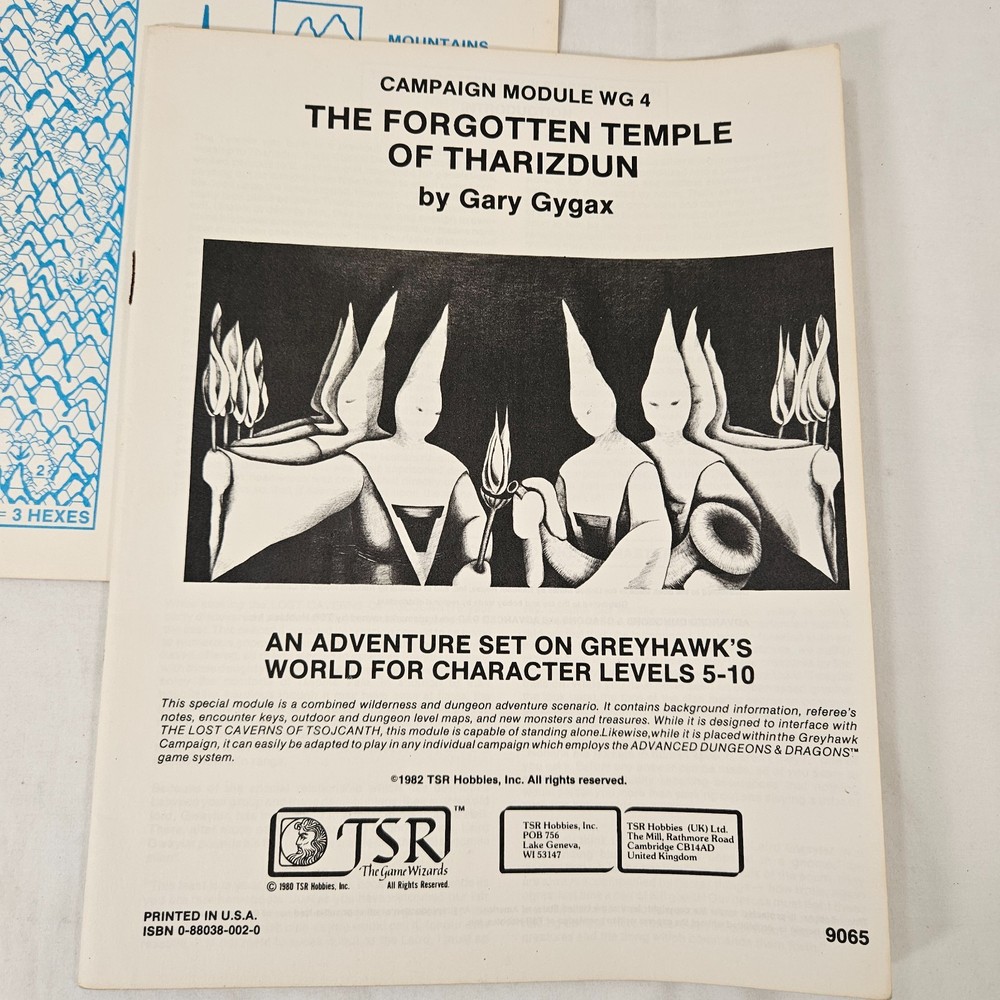 Advanced Dungeons & Dragons World of Greyhawk Guide Glossography Map + 2 Modules