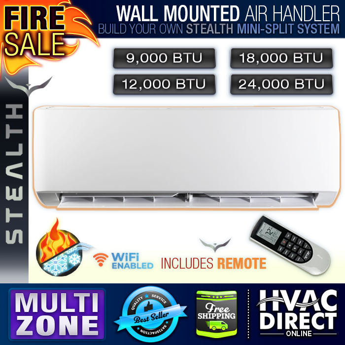 Stealth 9K / 12K / 18K / 24K BTU Wall Mounted Multi-Zone Mini-Split Air Handler