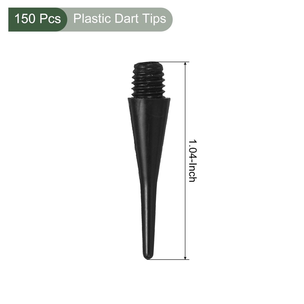 150Pcs Plastic Dart Tips,Game 2BA Thread Soft Darts Tips Replacements Black