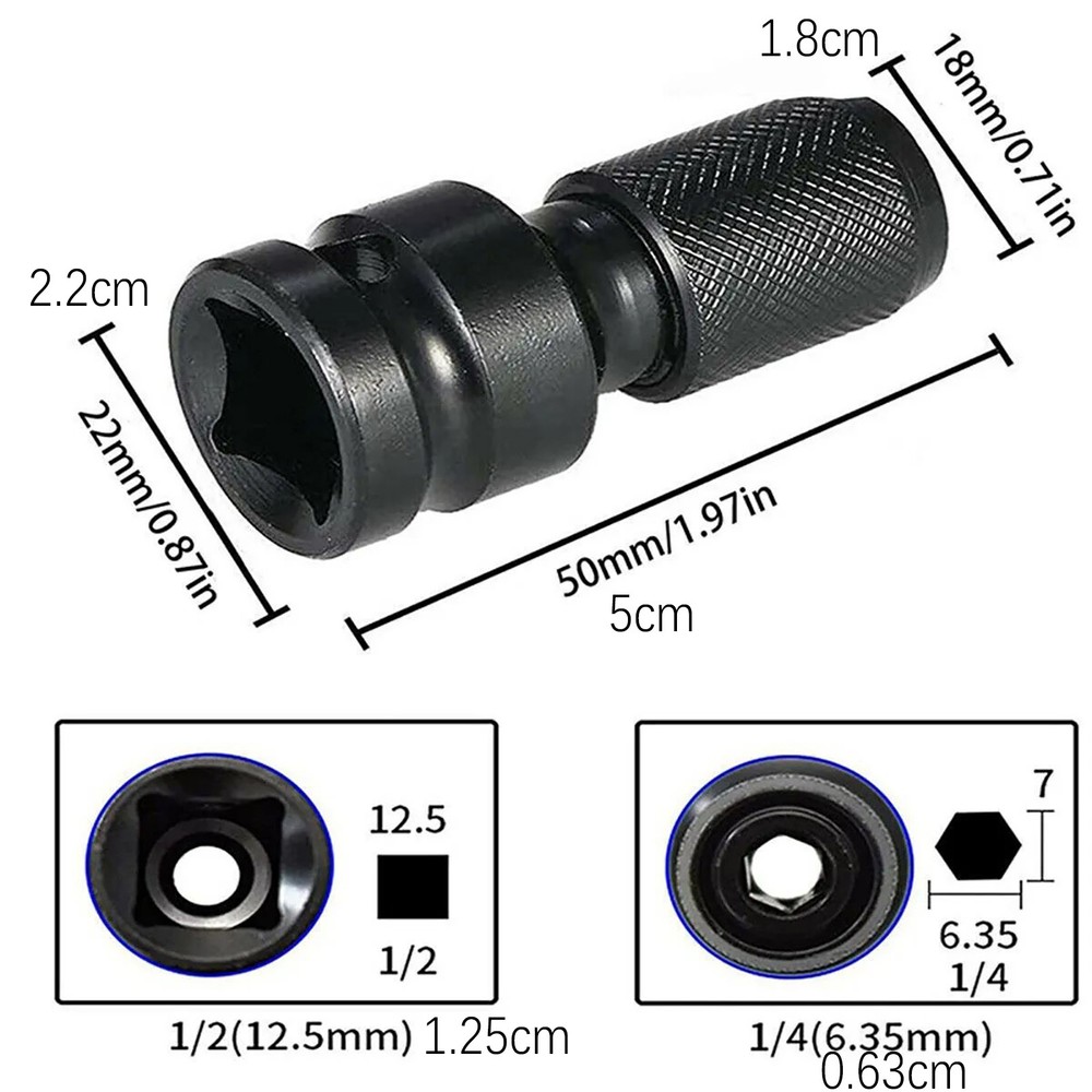2* Socket Adapter Drill Hex Shank Chuck Change Impact Driver Tool 1/2" To 1/4"