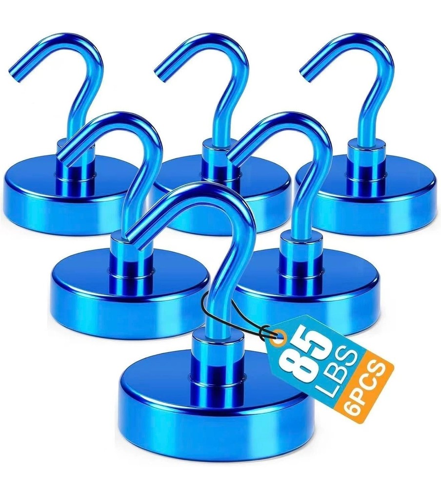 6 Pack 85LB Magnetic Hooks, Strong Cabin Ship Essentials Hook Heavy Duty Refrige