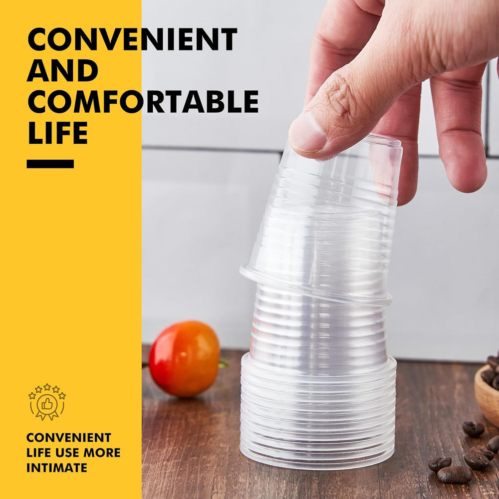 100 Pack 3 oz Plastic Cups, Clear Disposable Plastic Cups Bulk, Cold Drinking Pa