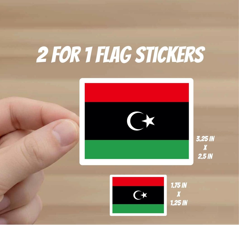Libyan Flag Stickers | 2-piece Decal Set (Various Sizes)