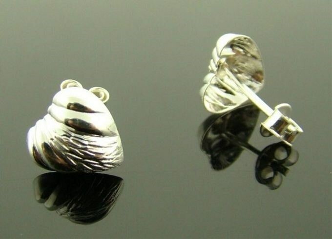 GENUINE STERLING SILVER HEART STUD 9mm. EARRINGS V958