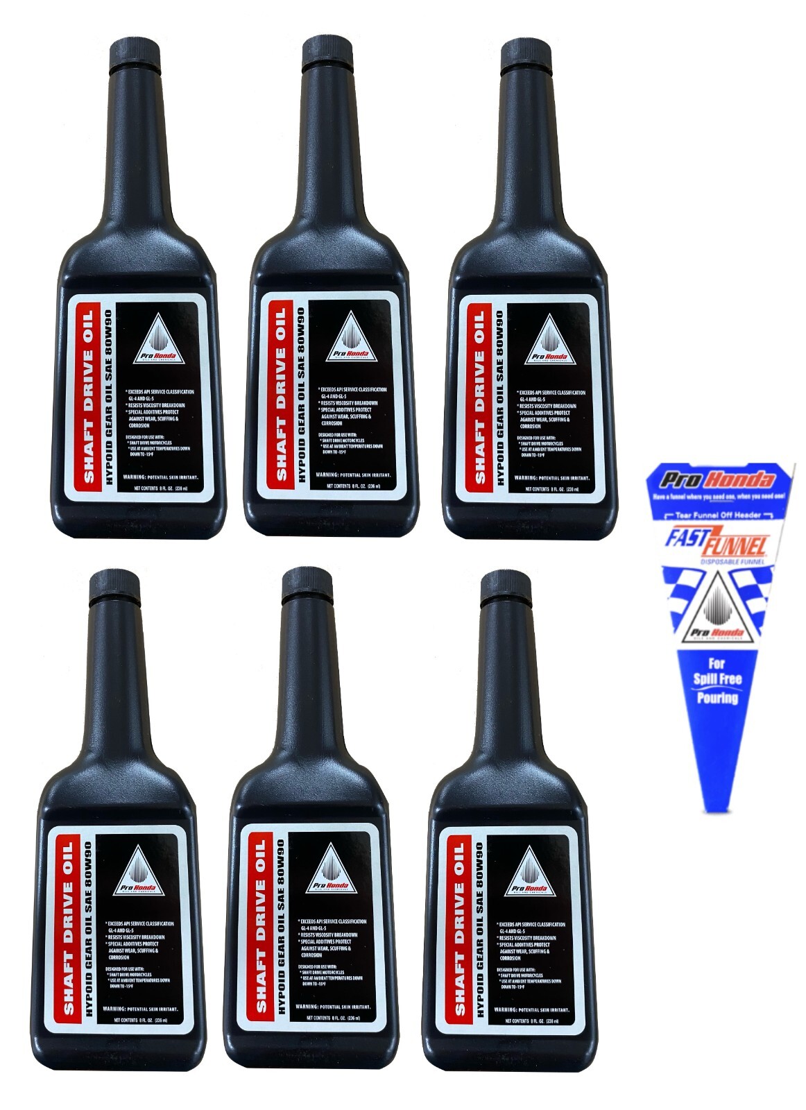 6 Pack OEM Honda Shaft Drive Oil Differential Gear Oil 80W90 08208-0080 w Funnel