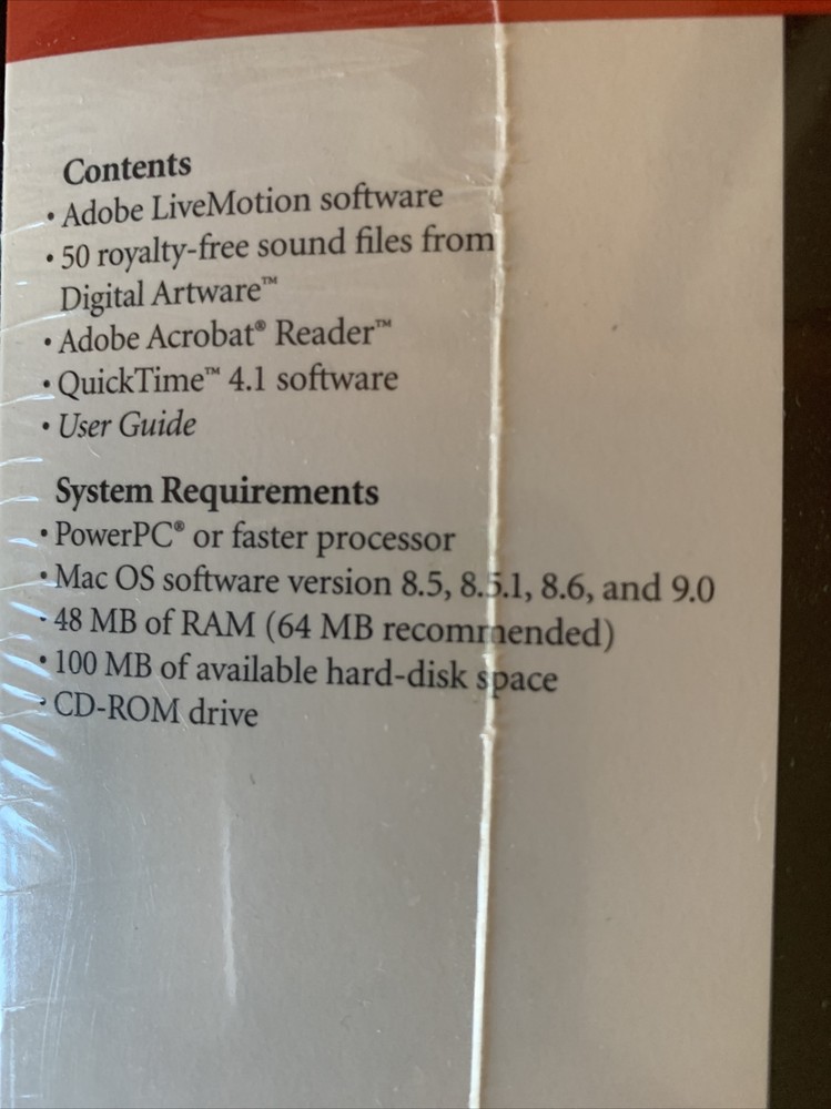 Adobe Live Motion For Macintosh 2000 Factory Sealed Professional Web Graphics