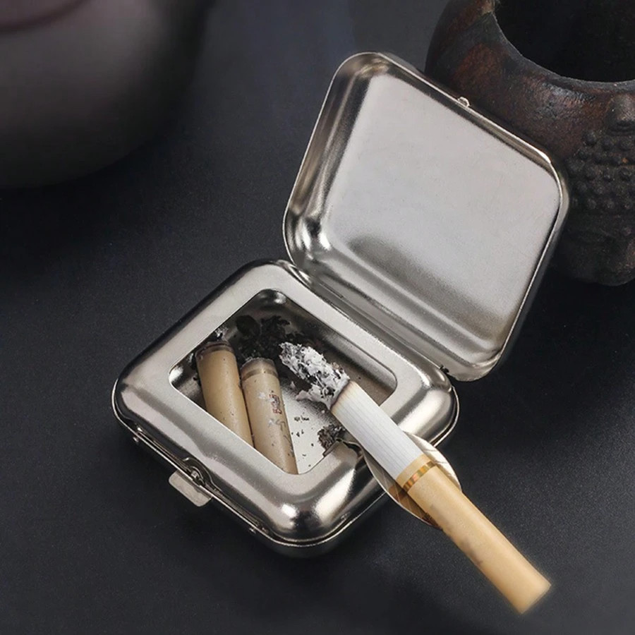 Mini Portable ASHTRAY Metal Car Pocket Ashtray Windproof Cigarette Ashtray W/Lid