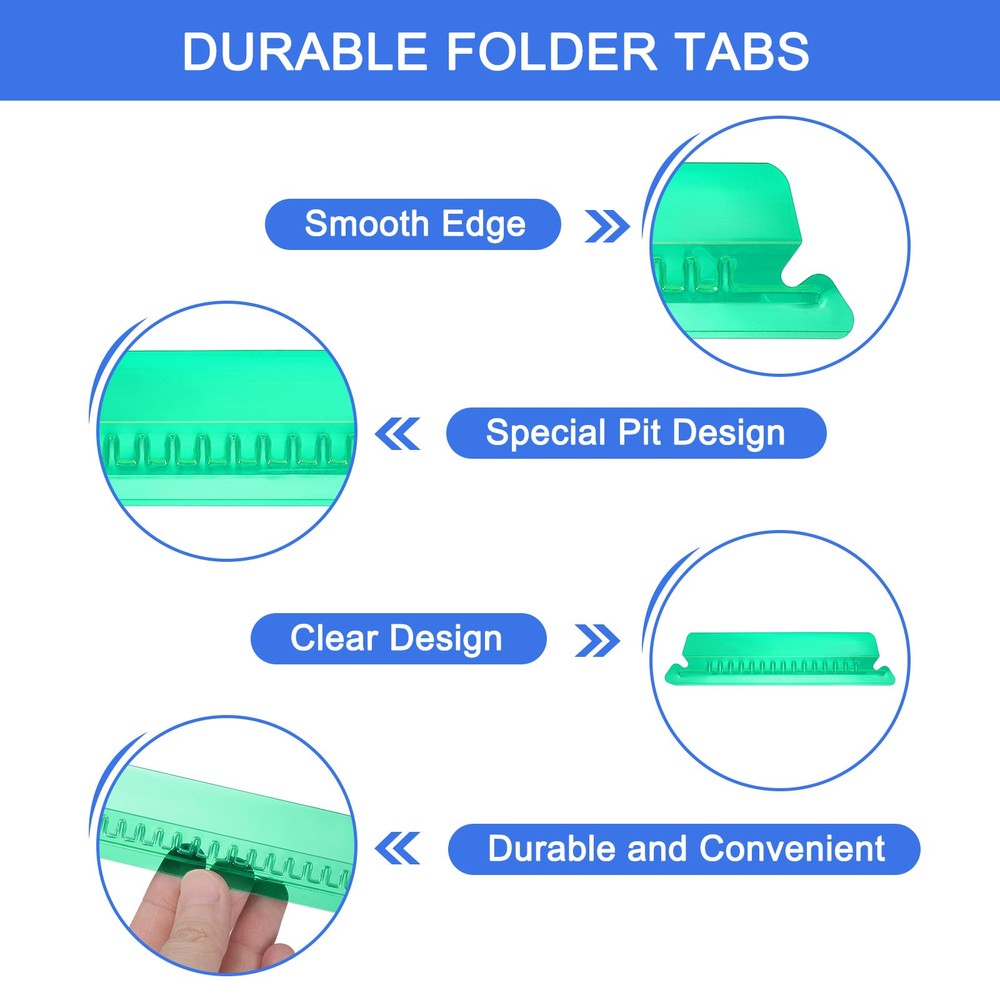 Hanging File Folder Tabs 4 Inch File Folder Tabs and Inserts Green 50Pcs
