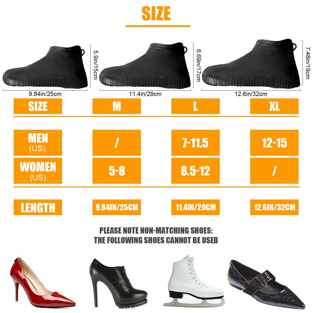 Anti-slip Silicone Rain Shoe Covers Reusable Waterproof Shoes Cover Protector