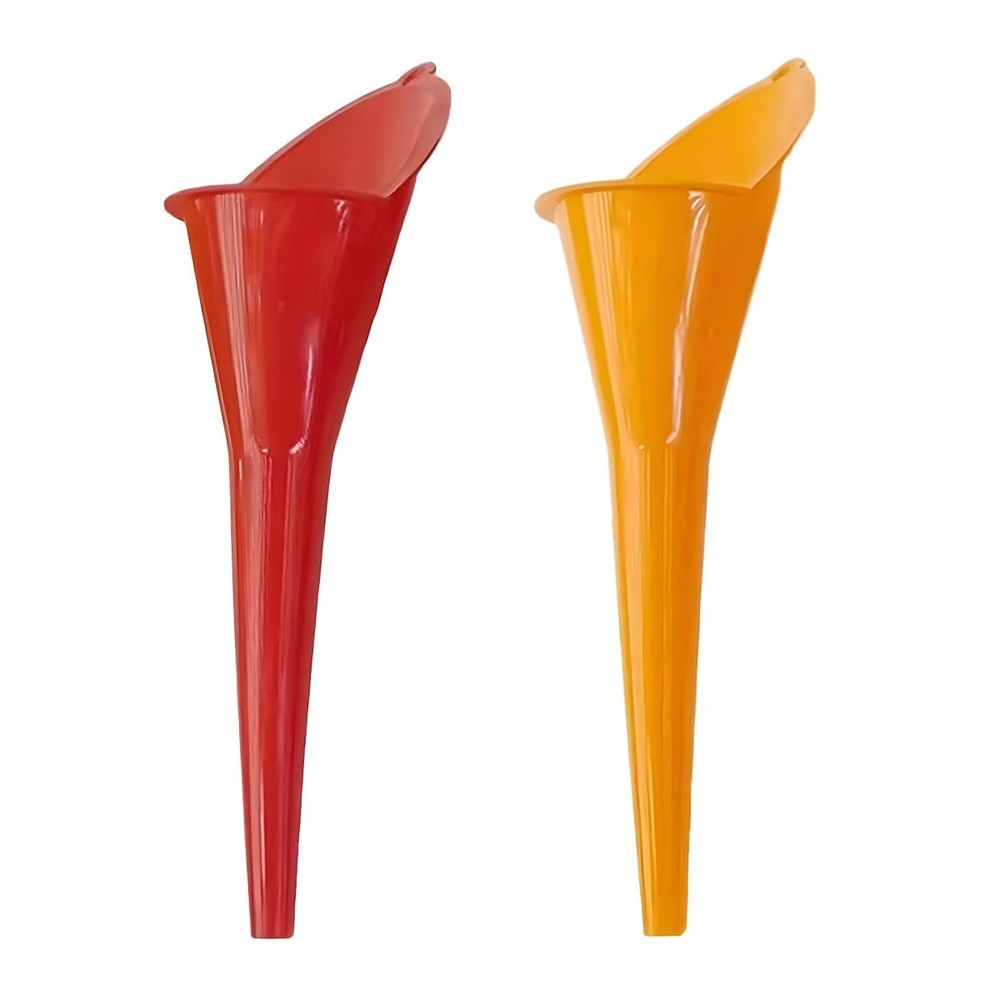 Long Neck Oil Funnel, Plastic Spill Saver Funnels, Multi-Function Red/Orange