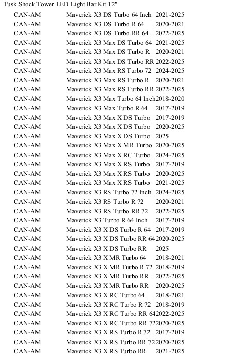 Tusk Shock Tower LED Light Bar Kit 12" for Can-Am Maverick
