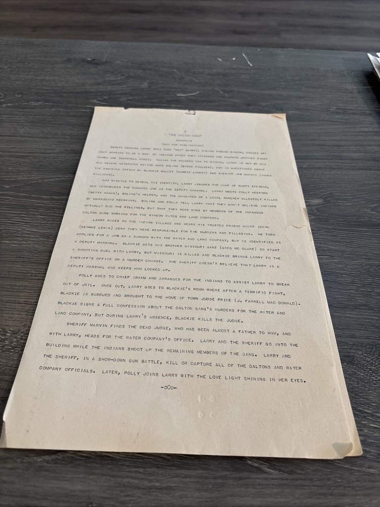 1949 The Dalton Gang Script Not Complete (G)