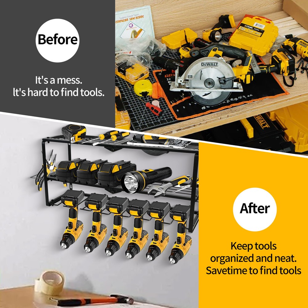 Power Tool Storage Organizer Rack Cordless Drill Tools Rack Holder for Workshop