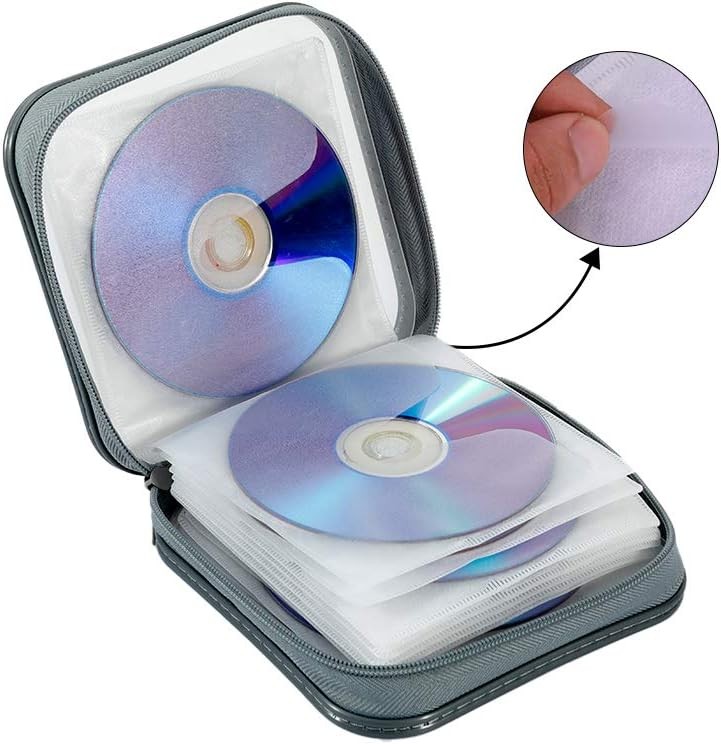 CD Case, CD/DVD Case Wallet 40 Capacity Protective VCD Storage White