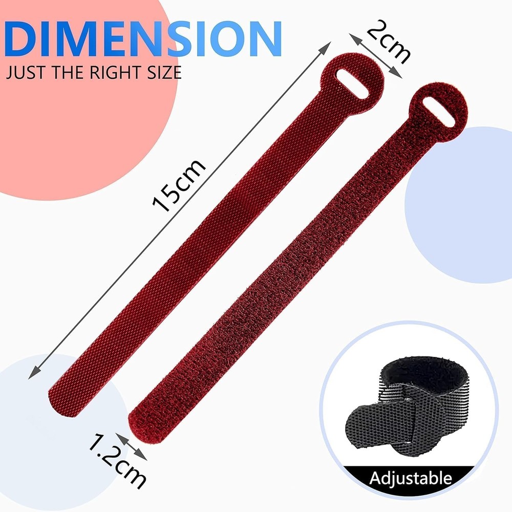 100 x Colourful Reusable Cable Ties, Cable Straps, Adjustable Cable Ties