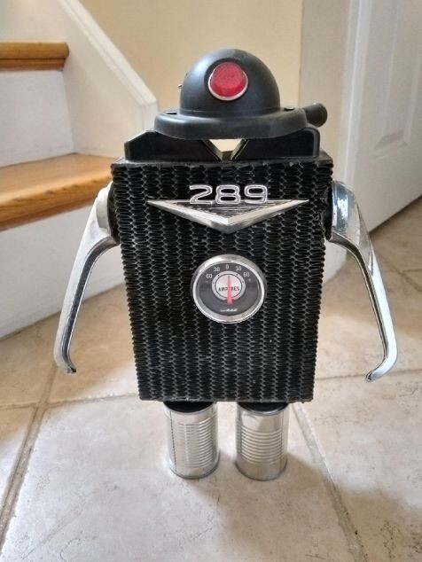 Repurposed Metal Sculpture Alien Robot Android Garage Art Sci Fi Steampunk UFO