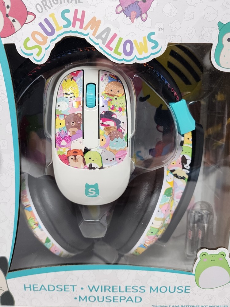 Squishmallow Headsets with Microphone, Wireless Mouse & Mousepad Set New