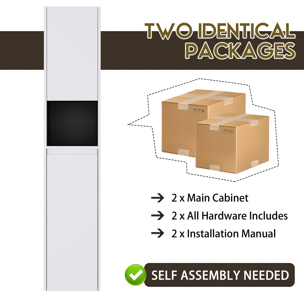 Bathroom Side Cabinet 2 Soft Close Doors Float Mounting Design
