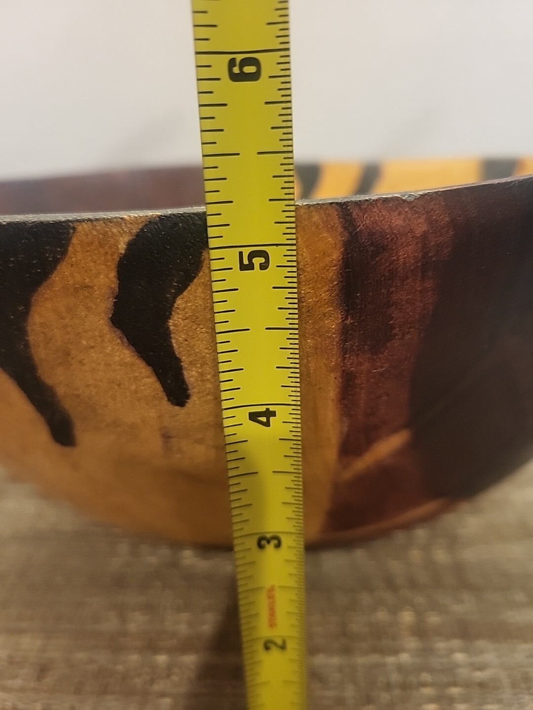 Hand Carved & Hand Painted Animal Print South Africa 11.25" Wooden Bowl