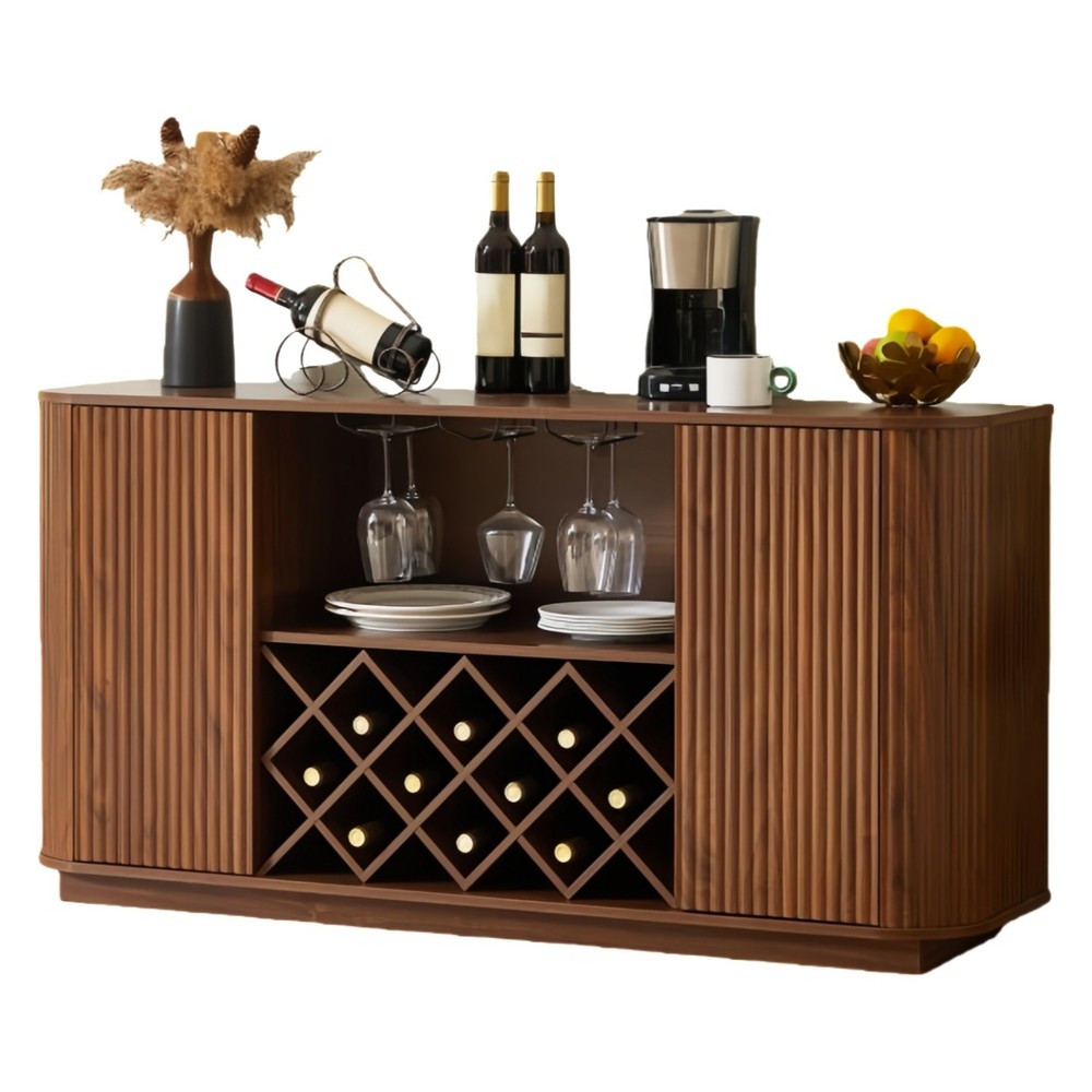 58" Sideboard Buffet Storage Cabinet Console Table, Wine Rack Adjustable Shelves