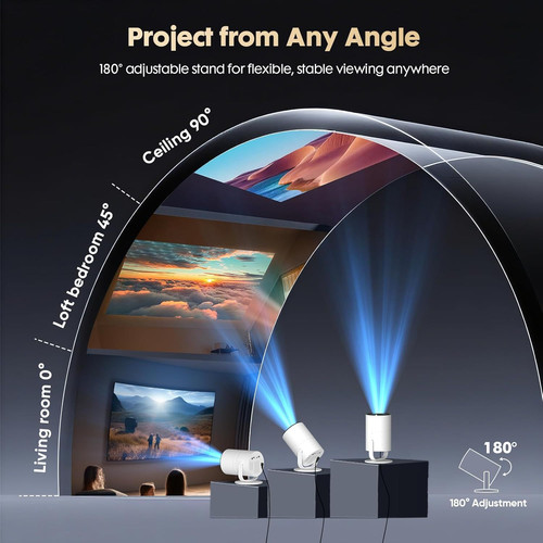 Mini Projector with Android 12 [Built-in App & Electric Focus] 1080P...