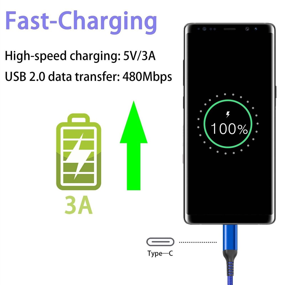 Awnuwuy 15FT USB Type C Charging Cable Blue, Long Android Auto 15FT, Blue
