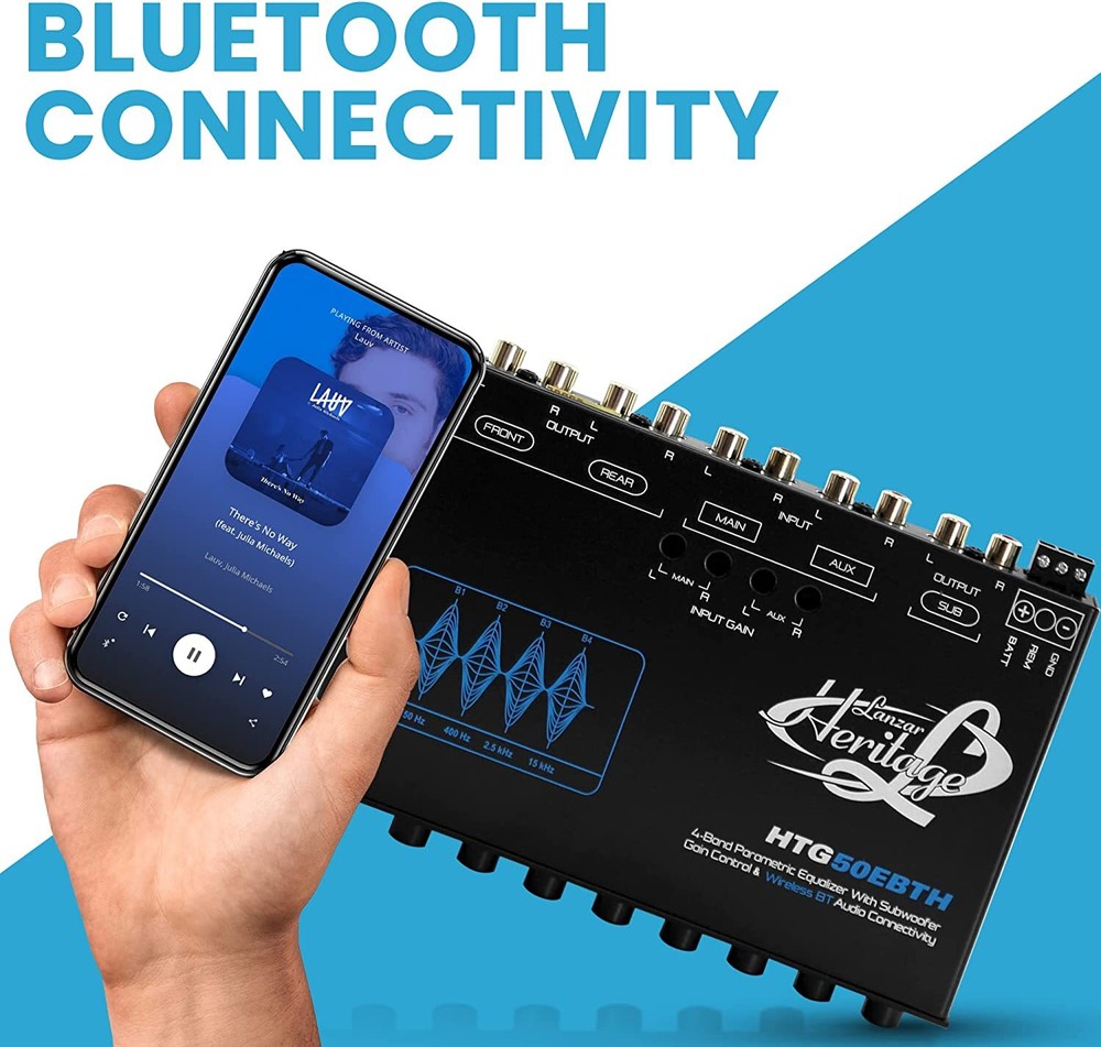 Lanzar HTG50EBTH Parametric Equalizer - Gain Control Bluetooth Wireless Audio