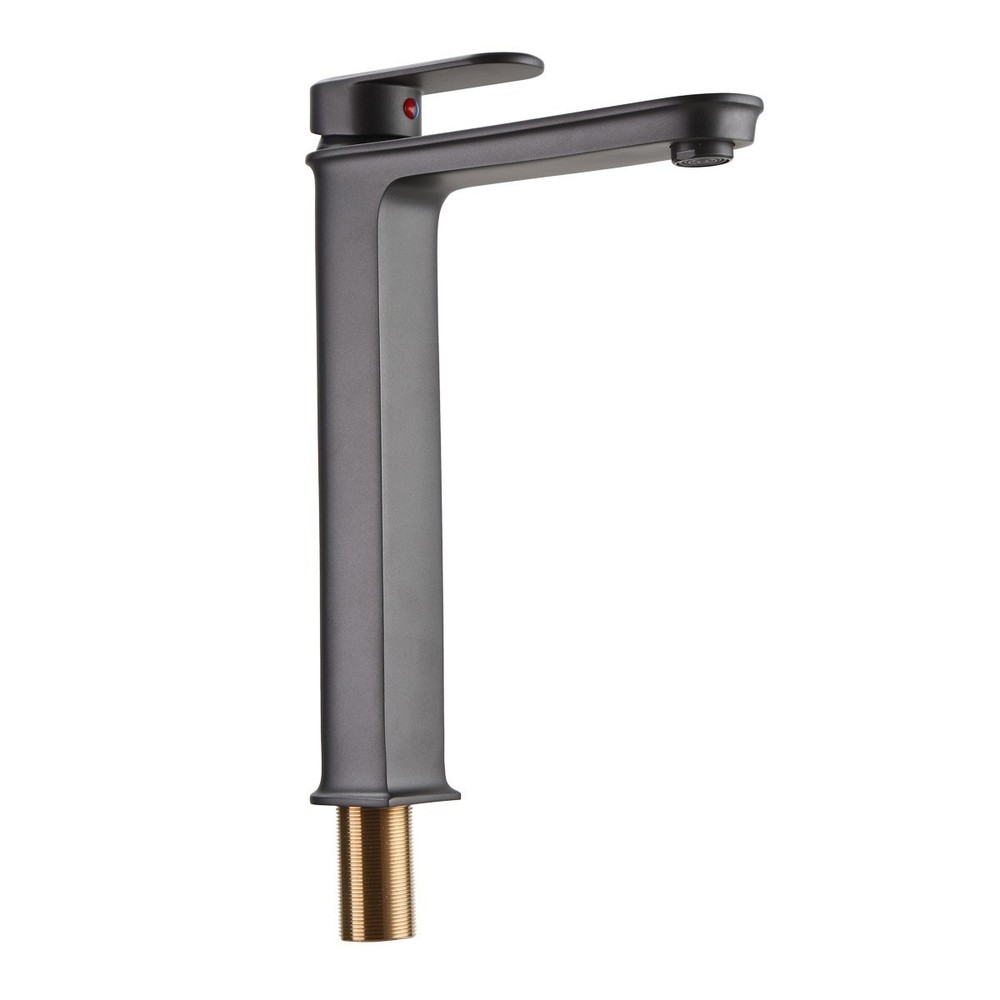 Gray Bathroom Sink Faucet Solid Brass