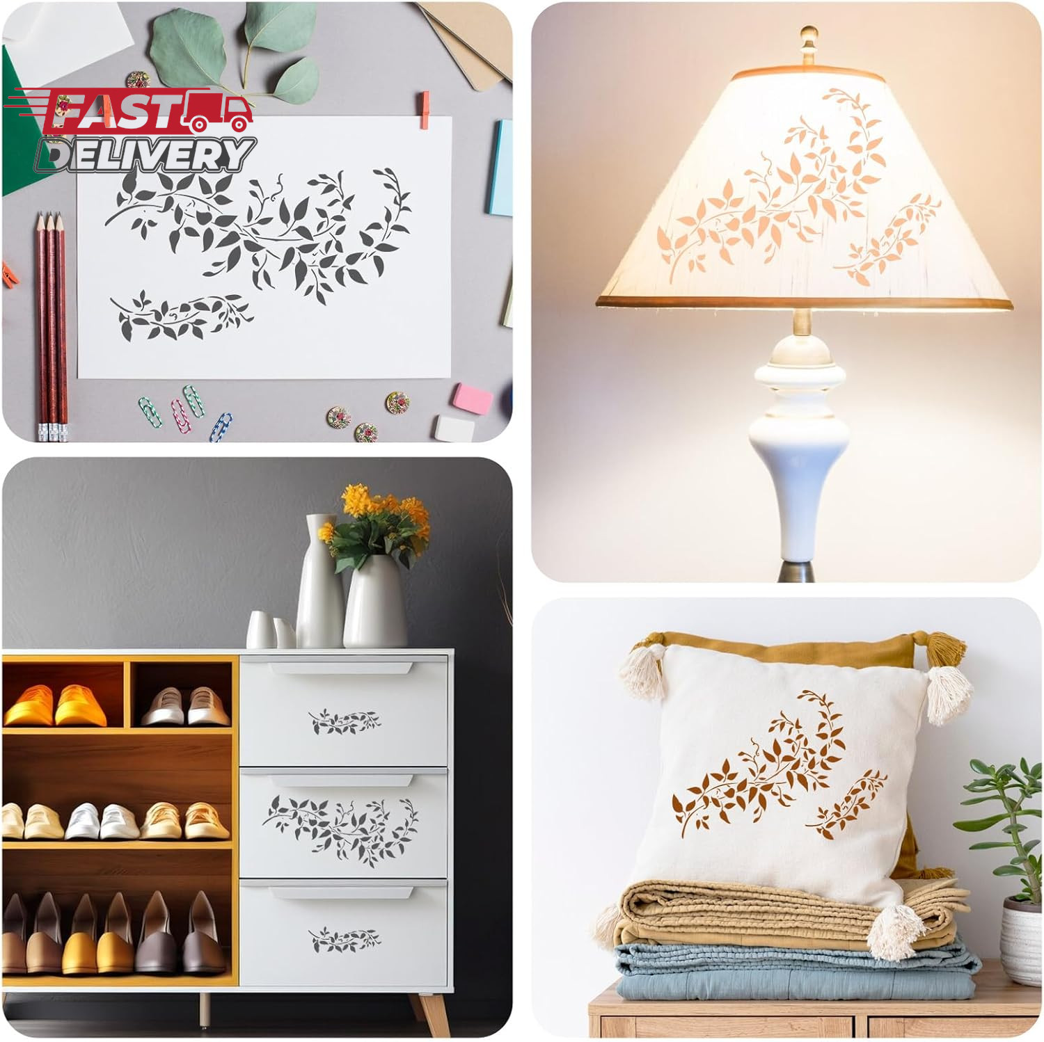 Large Vine Stencils for Painting on Wood Wall A4 Size Reusable Wall Painting Ste