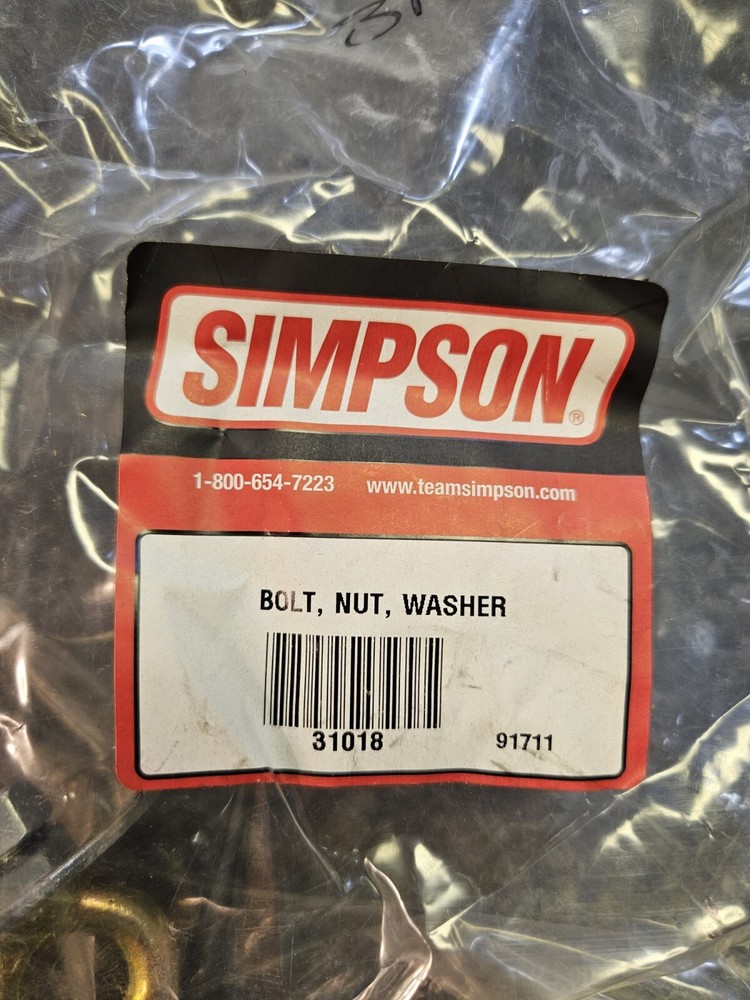 Simpson Restraint Systems Racing Eyebolt w/ Nut & Washer #31018 NOS