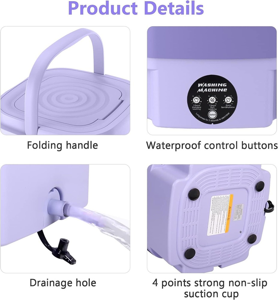Mini Washing Machine 8L Folding Portable Sterilization Drying Laundry Machines