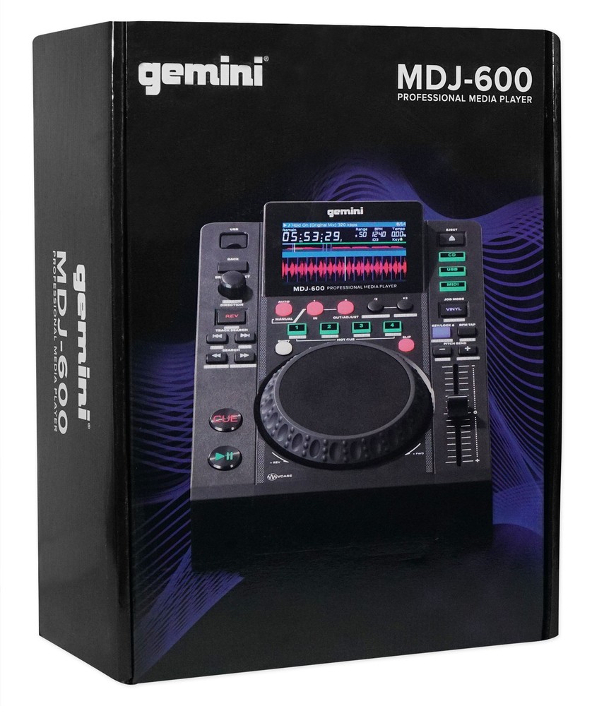 Gemini MDJ-600 USB/CD Media Player DJ MIDI Controller+Battery Par Light