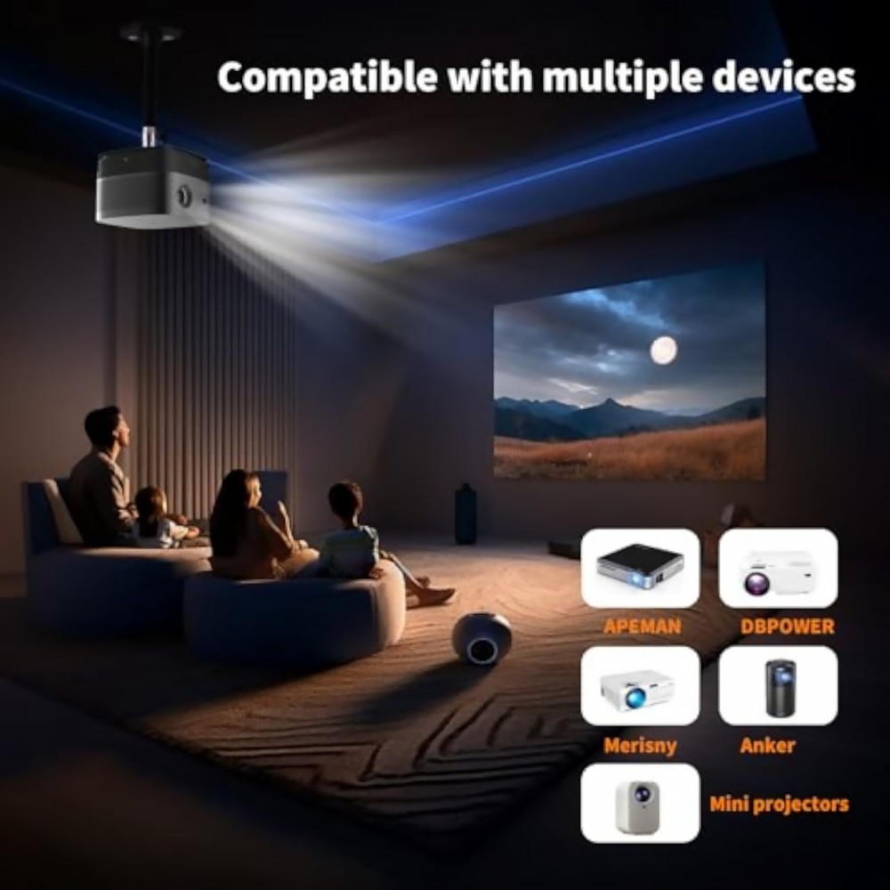 Black Universal Mount for Mini Projector and Digital Camera with 3 Adapters