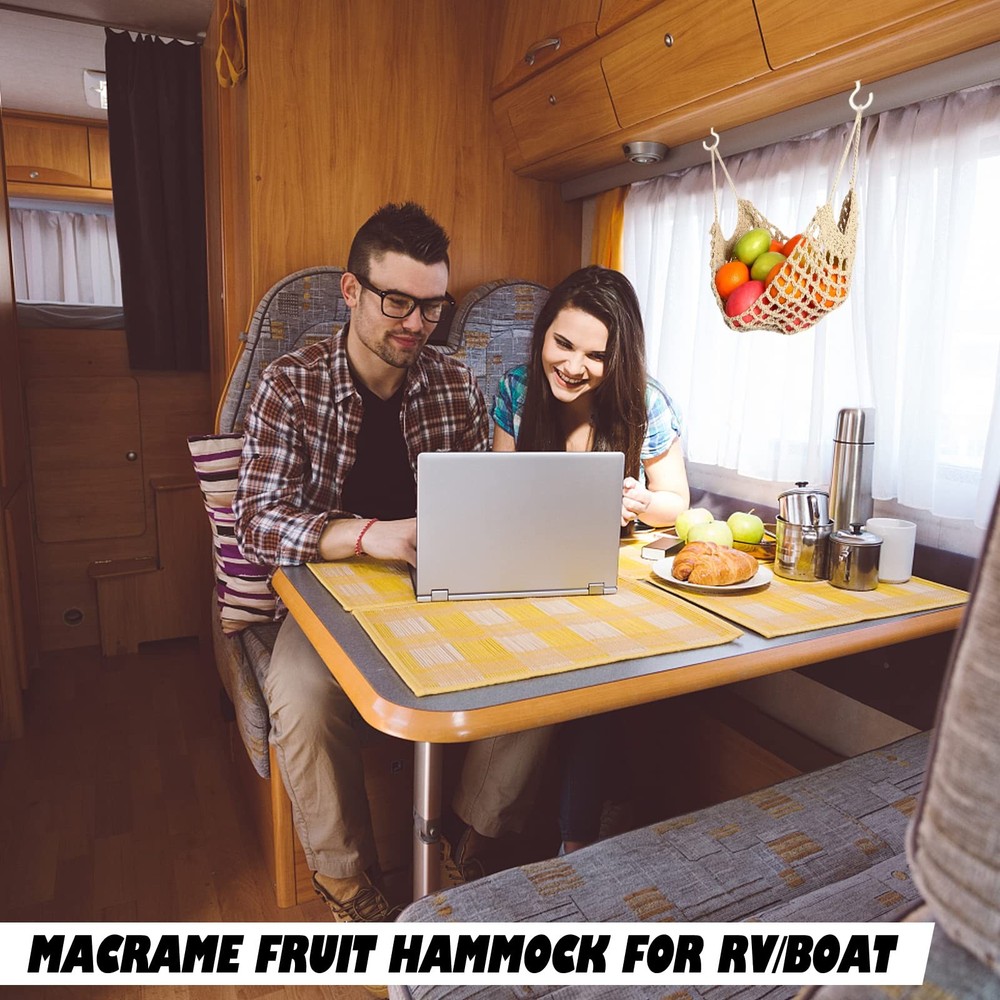 Fruit Hammock for Kitchen Under Cabinet,Large Macrame Fruit Hammock for Kitch...