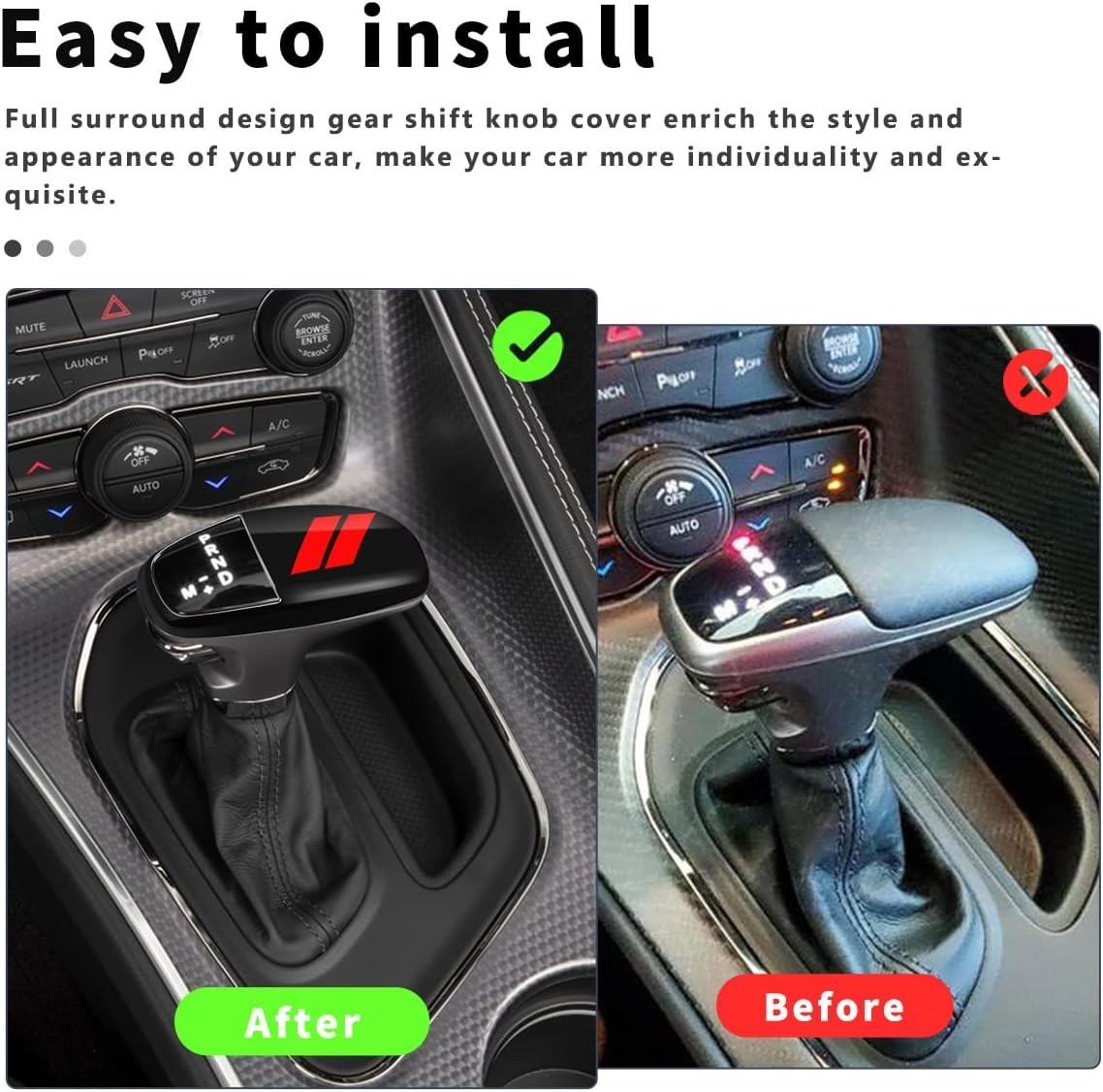 Auovo Gear Shift Knob Cover Trim for Dodge Charger Challenger Durango Accessory